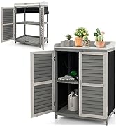 COSTWAY 6 x 4FT/8 x 6FT Metal Garden Shed, Outdoor Galvanized Tool Storage House with 4 Air Vents...