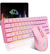 Gaming Keyboard and Mouse Combo Set, Wired 60% Ultra-Compact RGB Backlit 61 Keys Portable Keyboar...