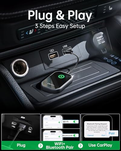 Converts Wired to Wireless Carplay Dongle for Wireless Control Plug & Play Carplay Fit for Cars from 2017 & for Apple iPhone iOS 10+ Black