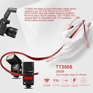 2.4G Wireless GN36 1/8000s HSS TTL Camera Flash with Godox S2 Flash Bracket Compatible for Sony Camera A7 A7R A7S A7-II A7-III A7R-II A7R-III A6300 etc