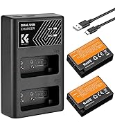 K&F Concept LP-E6NH Battery and Dual LCD Charger Set, 2 Pack 2250mAh Replacement Batteries for Ca...