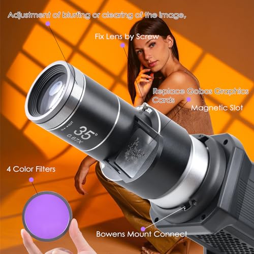 Conical Projector Attachment Spotlight for Monolight Portraits Compatible with Aputure Amaran 60D/XS/100X/D 200D/GODOX SL60
