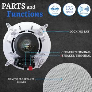 Flush Mount in-Wall in-Ceiling 2-Way Mid Bass Woofer Speakers with Titanium Dome Tweeter - Perfect for Home