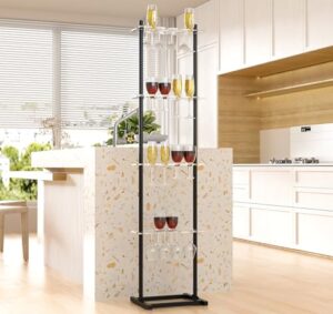 4 Tier Acrylic Wine Glass Stemware Rack Champagne Flute Holder Wall Stand for Party Metal Stable and Easy to Install Wine Glass Display Holder