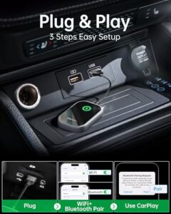 Converts Wired to Wireless Carplay Dongle for Wireless Control Plug & Play Carplay Fit for Cars from 2017 & for Apple iPhone iOS 10+ Gunmetal