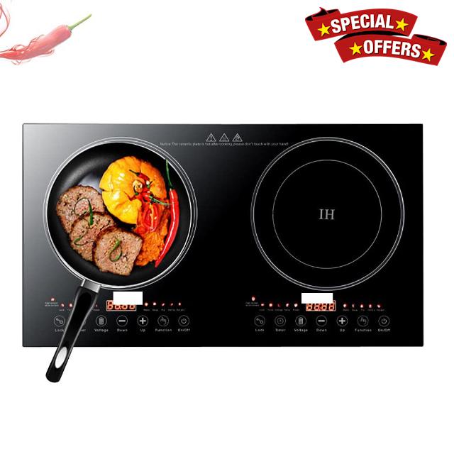 2400W 2 Burners Double Induction Cooktop 110V Portable Induction Cooktop Electric Cooktop Hot Plate Electric Induction Cooker Stove with LCD Touch Screen Electric Stove Top Burner Electric Countertop