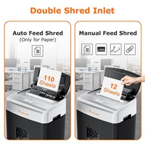 110-Sheet Autofeed & 12-Sheet Manual Micro Cut Heavy Duty Paper Shredder