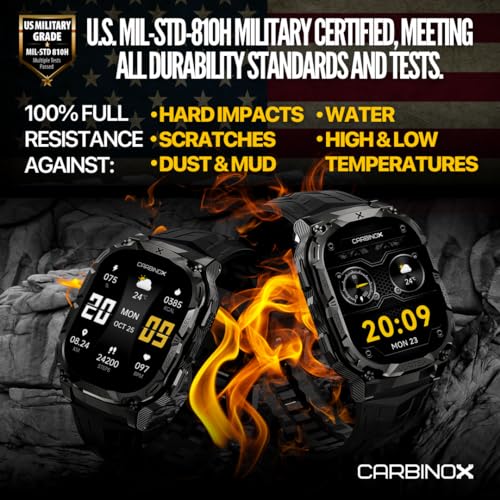 Rugged Fitness Tracker IP69K Waterproof Compatible with Android and iOS Phone
