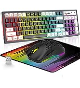 2.4GHz Wireless TKL Gaming Keyboard and Mouse Set 96 Keys Silent Cordless QWERTY Rechargeable RGB...