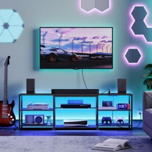 Gaming Entertainment Center with 3-Tier Open Storage