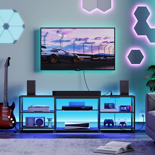 Gaming Entertainment Center with 3-Tier Open Storage