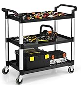 COSTWAY 2-in-1 Rolling Tool Box, Plastic Tool Storage Case Organizer with Removable Tray, Pulling...