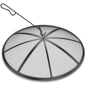 POEPRH 40Inch Collapsible Outdoor Fire Pit Screen with Handle & Poker