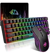 T60 60% Gaming Keyboard RGB Backlit, UK Layout Red Switch Mini Compact Mechanical Keyboard Portab...