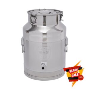 28L Stainless Steel Milk Can Liquid Wine Beer Barrel Bucket with Faucet Milk Storage Container for Wine Food Oil Water Rice