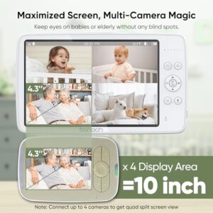 10" Video Baby Monitor with 2 Camera 10000mAh Battery