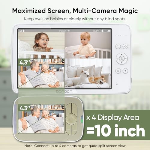 10" Video Baby Monitor with 2 Camera 10000mAh Battery
