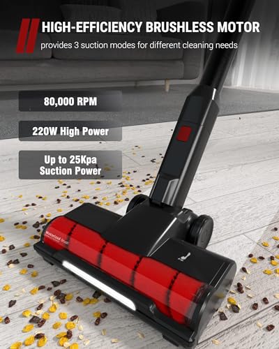 Rechargeable Stick Vacuum with Strong Suction for Pet Hair