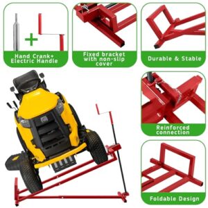 TUNTENDO Lifting Platform 882 Lbs Capacity Telescopic Maintenance Jack for Garden Tractors & Riding Lawn Mower with Manual Handle & Power Tool Extension Handle (Red)