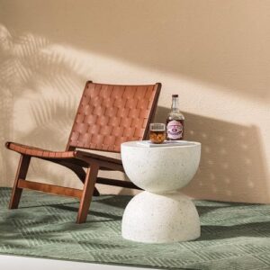 17.75" H Modern Heavy Duty Patio Sturdy Faux Terrazzo Accent Table Side Table Plant Table for Indoor Outdoor