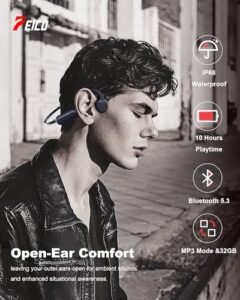 Bluetooth 5.3 Open-Ear Headphones with Mic | MP3 Mode Built-in 32GB & 10Hrs Playtime