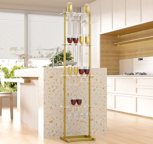 Acrylic Wine Glass Stemware Rack Champagne Flute Holder Wall Stand for Party Metal Stable and Easy to Install Wine Glass Display Holder