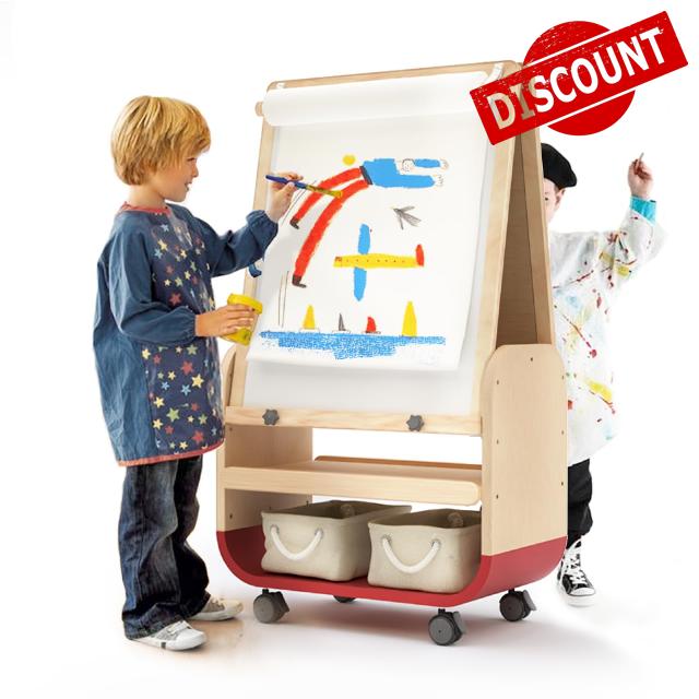 BanaSuper Art Easel for Kids with Wheels and Storage Bags Adjustable Height Double Sided Easel for Toddlers Magnetic Chalkboard & Whiteboard or Painting Gift for Boys and Girls (Red)