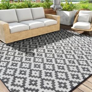 6x9 ft Polypropylene Indoor Outdoor Rugs Modern Outdoor Patio Rug Geometric Weave Textured Outdoor Area Rug for Patio Backyard Deck Balcony Outside Decor