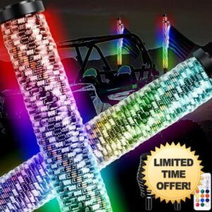 AUDEXEN New Upgraded 2FT RGB Whip Lights with Anti-Fracture Spring Base