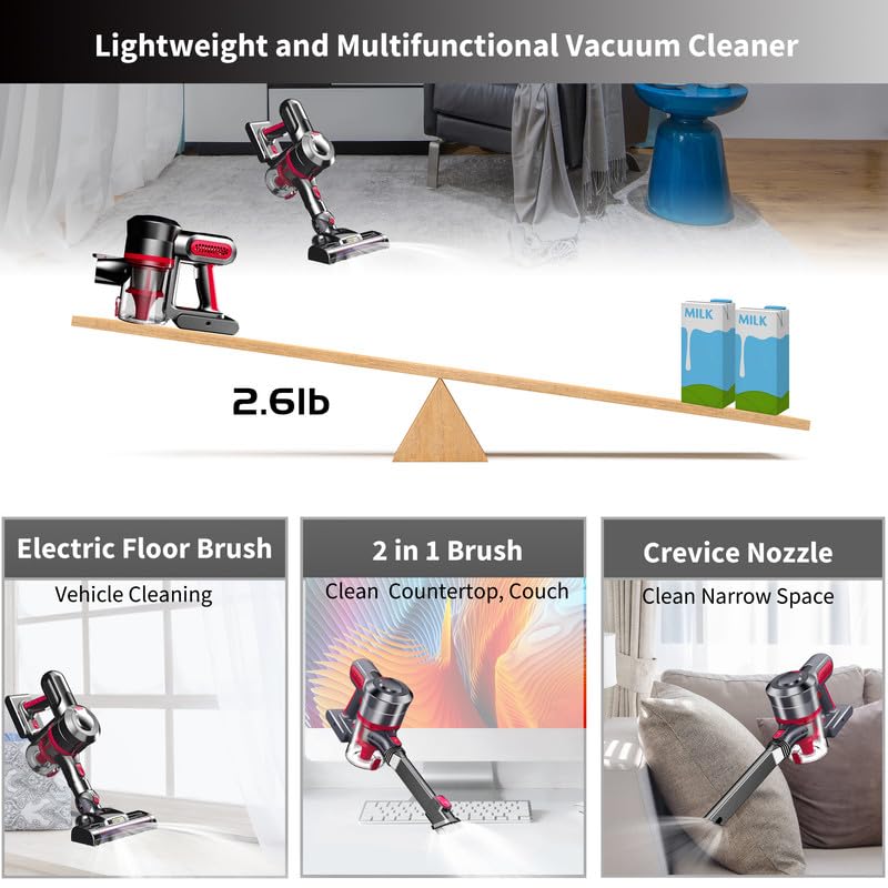25KPa Vacuum Cleaner with 120000 RPM High-Speed Brushless Motor