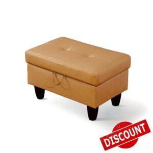GRETERST Ottoman Upholstered Rectangular Storage Ottoman Bench Faux Leather Footrest Footstool with Hinged Lid for Living Room