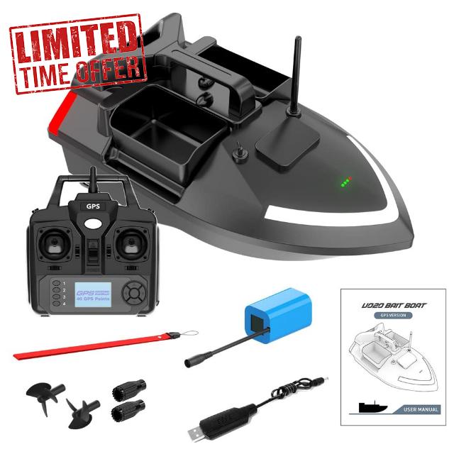dsfen GPS Fishing Bait Boat 500m Remote Control Bait Boat Dual Motor Fish Finder 2KG Loading Support Automatic Cruise/Return/Route Correction with Night Light Turn Signal for Fishing
