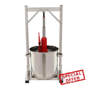BANLICALI 22L Fruit Press Stainless Steel Cider Press with Hydraulic Jack and Press Frame