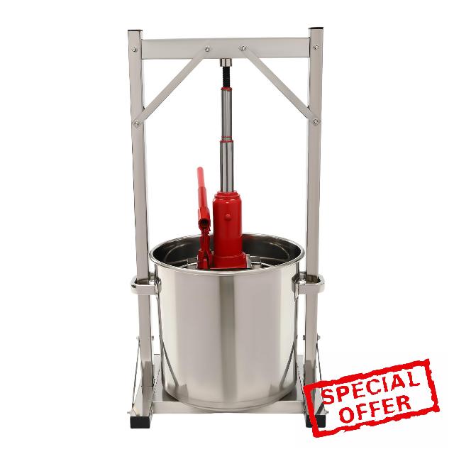 BANLICALI 22L Fruit Press Stainless Steel Cider Press with Hydraulic Jack and Press Frame