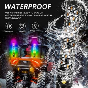 2Pcs 1FT Fat Spiral RGB LED Whip Lights for Side by Side with Wireless Remote and APP Control