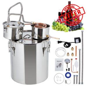 Alcohol Still 13.2Gal/50L Alcohol Distiller Stainless Steel Distillery Kit for Alcohol With Copper Tube Water Pump Build-in Thermometer
