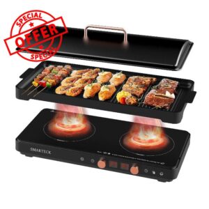 2-in-1 Electric Griddle & Induction Cooktop and 1800W Induction Burner with Removable Griddle Pan Non-stick