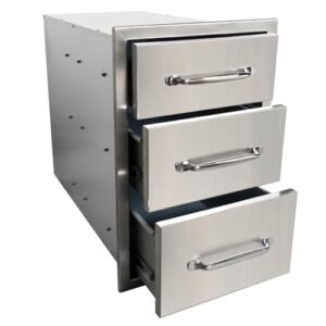 304 Stainless Steel Flush Mount Triple Layer Access BBQ Drawers