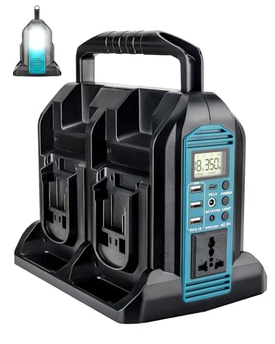4-Ports DC 18V to AC 110-120V Battery Inverter with 3 USB-A Port