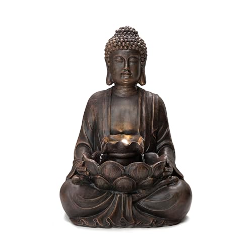 Outdoor Buddha Fountain with Pump & LED Light