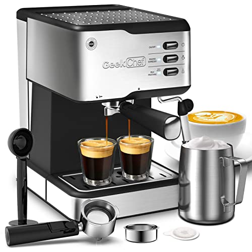 Cappuccino latte Maker Coffee Machine with ESE POD filter&Milk Frother Steam Wand and 1.5L Water Tank