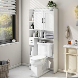Farmhouse Storage Cabinet Over Toilet with Barn Door，Home Space-Saving Toilet Rack