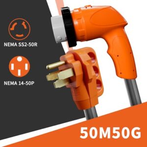Heavy Duty 6/3+8/1 SJTW AWG RV Power Cord with Grip Handle Twist Lock