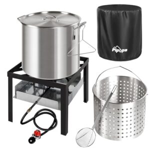 000BTU Propane Jet Burner | 0-10 PSI CSA Certified Regulator | Crab Boil Pot for Outdoor Backyard Cooking