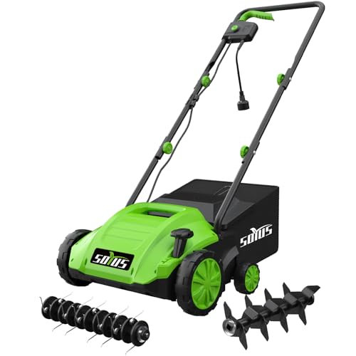 13-Inch 12 Amp 2-in-1 Corded Lawn Dethatcher with 4-Postion Depth Adjustment