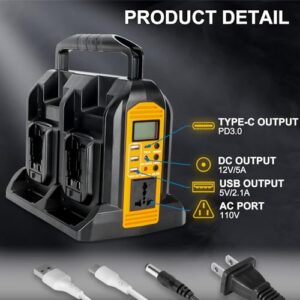 4-Port 20V to 120V Pure Sine Wave Inverter with LED Light