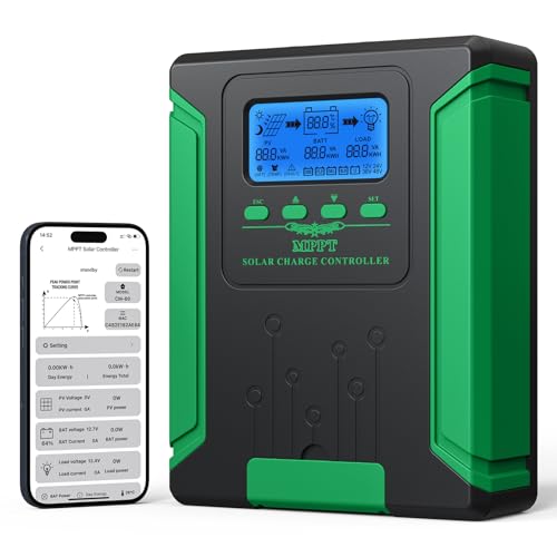 60 AMP DC Input Smart Solar Panel Controller W/ LCD Display Parameter Adjustable via APP for Battery