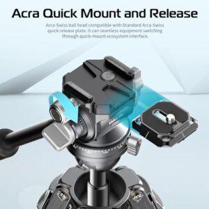 56" Lightweight Camera Tripod with Arca-swiss Quick Release 1/4" Screw & Video Head