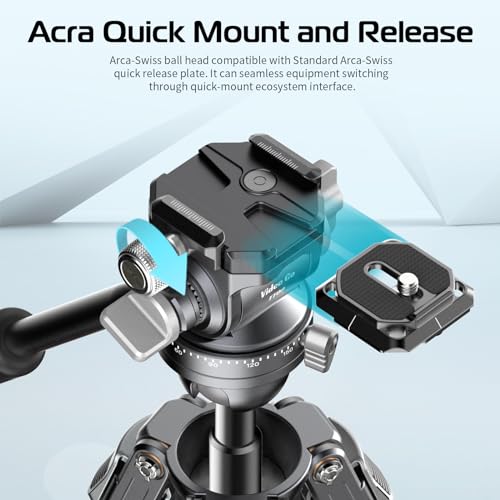 56" Lightweight Camera Tripod with Arca-swiss Quick Release 1/4" Screw & Video Head