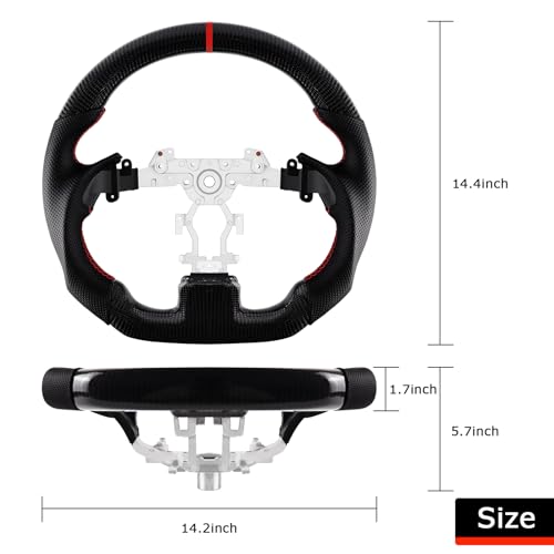 Carbon Fiber D-shaped Flat-bottom Steering Wheel Compatible for Infiniti G37 2009-2013 Preforated Leather Grip Steering Wheel